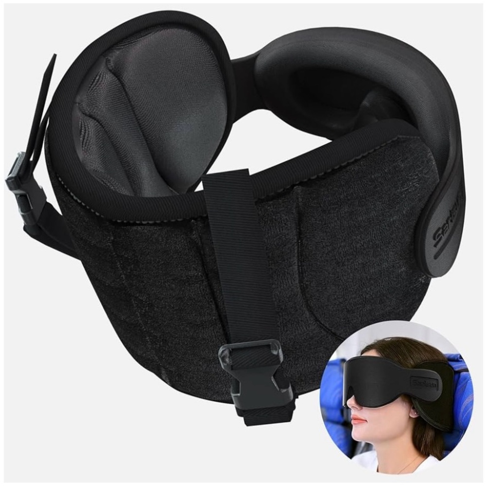Travel Pillows for Airplanes, Airplane Head Strap with Eye Mask
